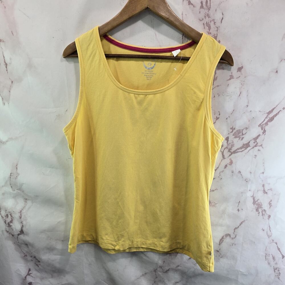 Chicos Tank Top Womens 3 XL Yellow Knit Cotton Scoop Neck Zenergy Basic Shirt